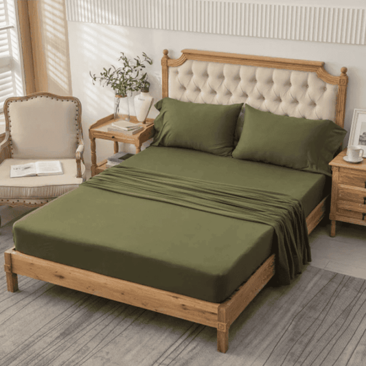 Cotton Fitted Sheet - Olive Green