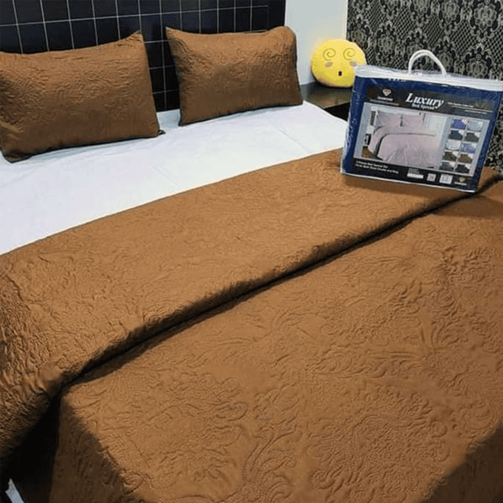 Embossed Fabric Quilted Bedspread – Clay