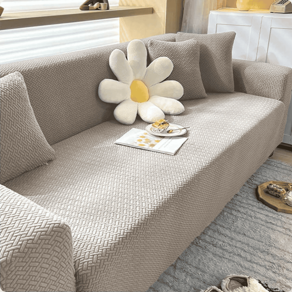Jacquard Sofa Cover - Beige