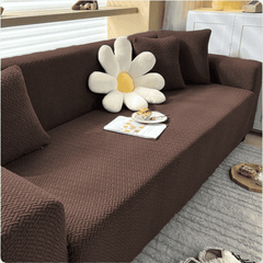 Jacquard Sofa Cover - Brown