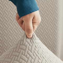 L-Shape Jacquard Sofa Cover - Beige-1