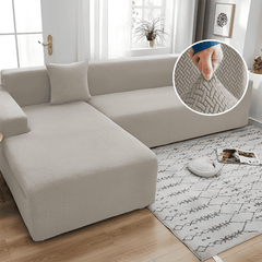 L-Shape Jacquard Sofa Cover - Beige