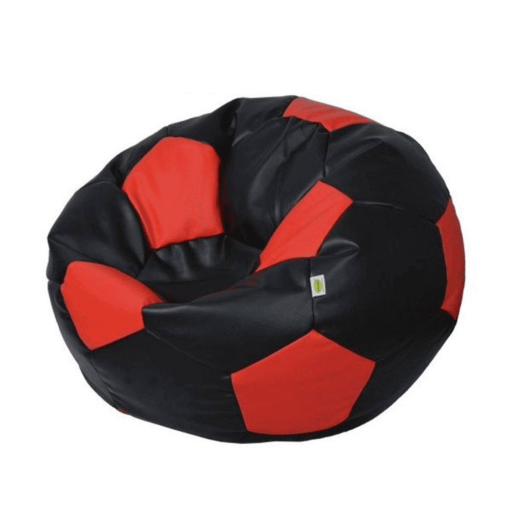 Premium Football Leather Bean Bag - Black