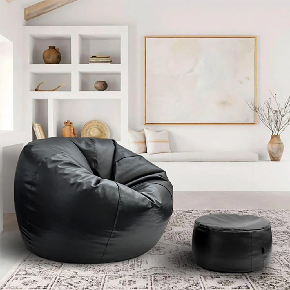 Premium Puffy Bean Bag - Black