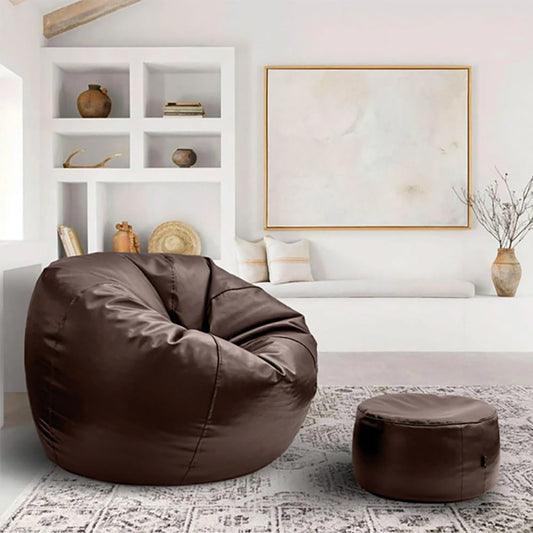 Premium Puffy Bean Bag - Brown