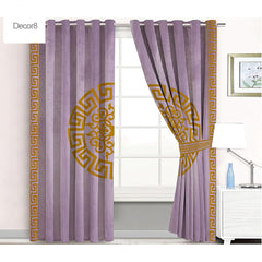 premium versace motif velvet curtain - purple