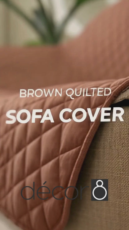 Premium Ultrasonic Quilted Sofa Cover - Brown - Anti Slip