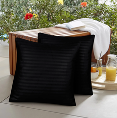 Satin Cushion Covers - Black