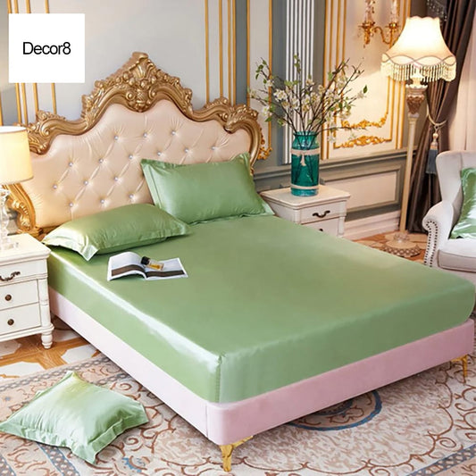 silk fitted sheet mint green