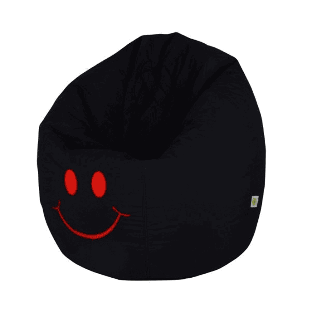 Smiley Face Bean Bag - Black