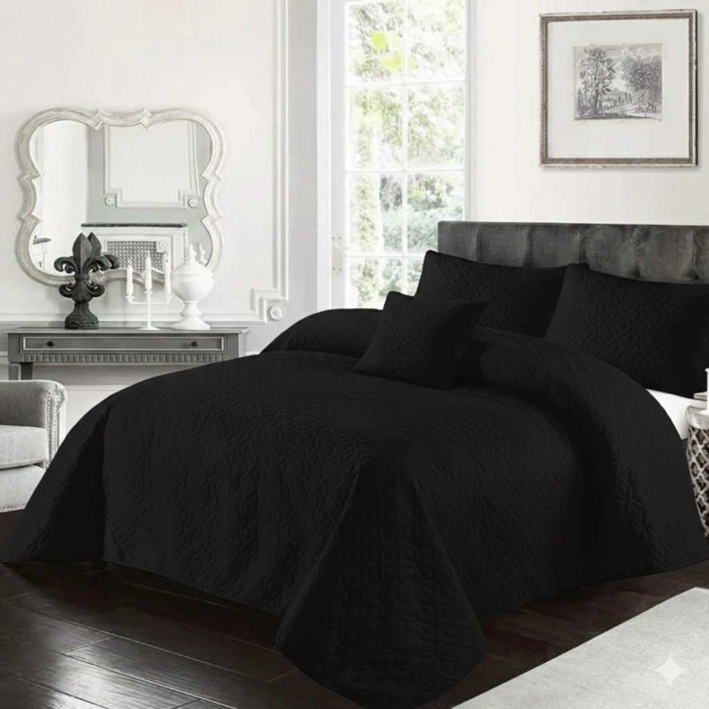 Ultrasonic Quilted Bedsheet - Black
