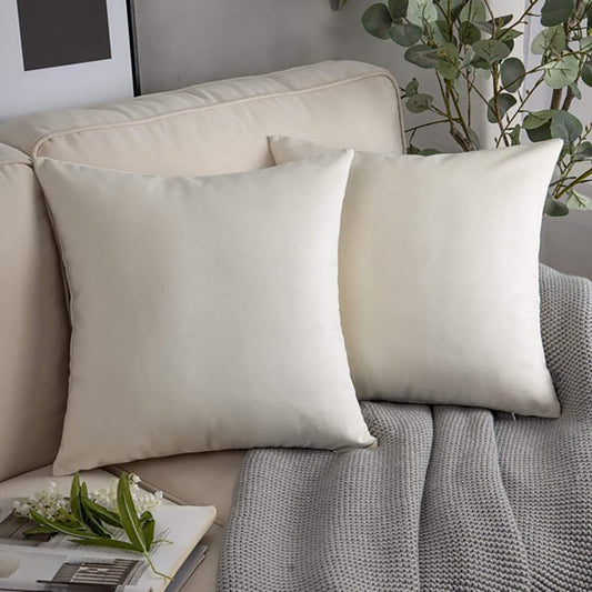 Velvet Cushion Covers for Sofa - ivory