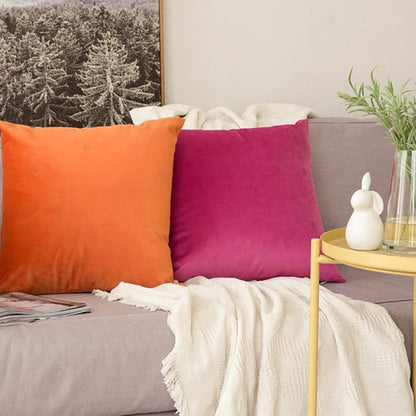 Velvet Cushion Covers for Sofa - Orange-1