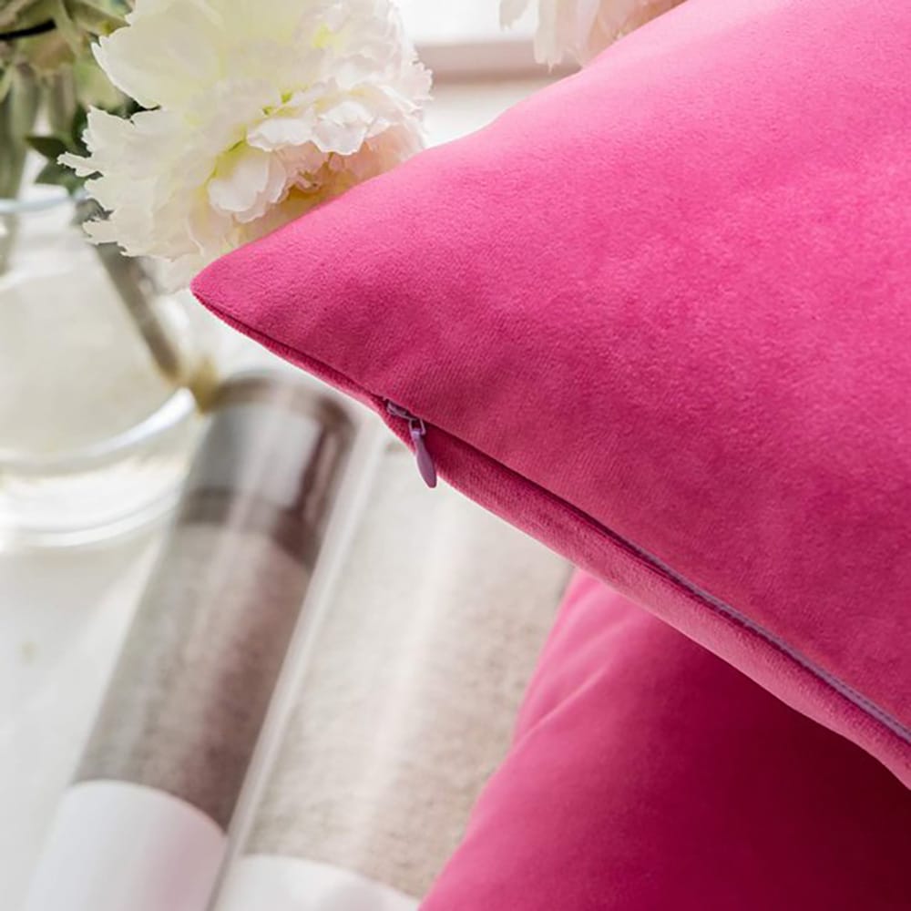 Velvet Cushion Covers for Sofa - Pink-2