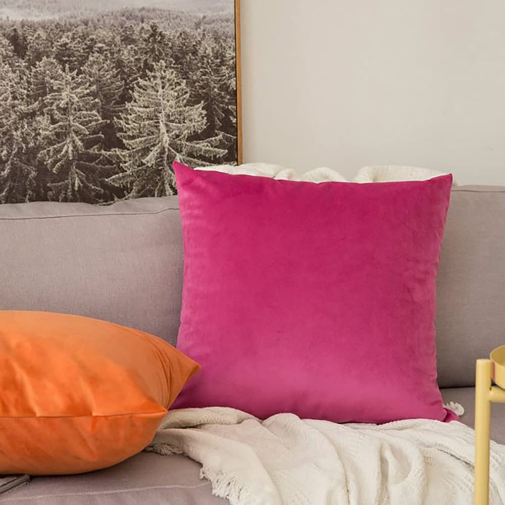 Velvet Cushion Covers for Sofa - Pink-3