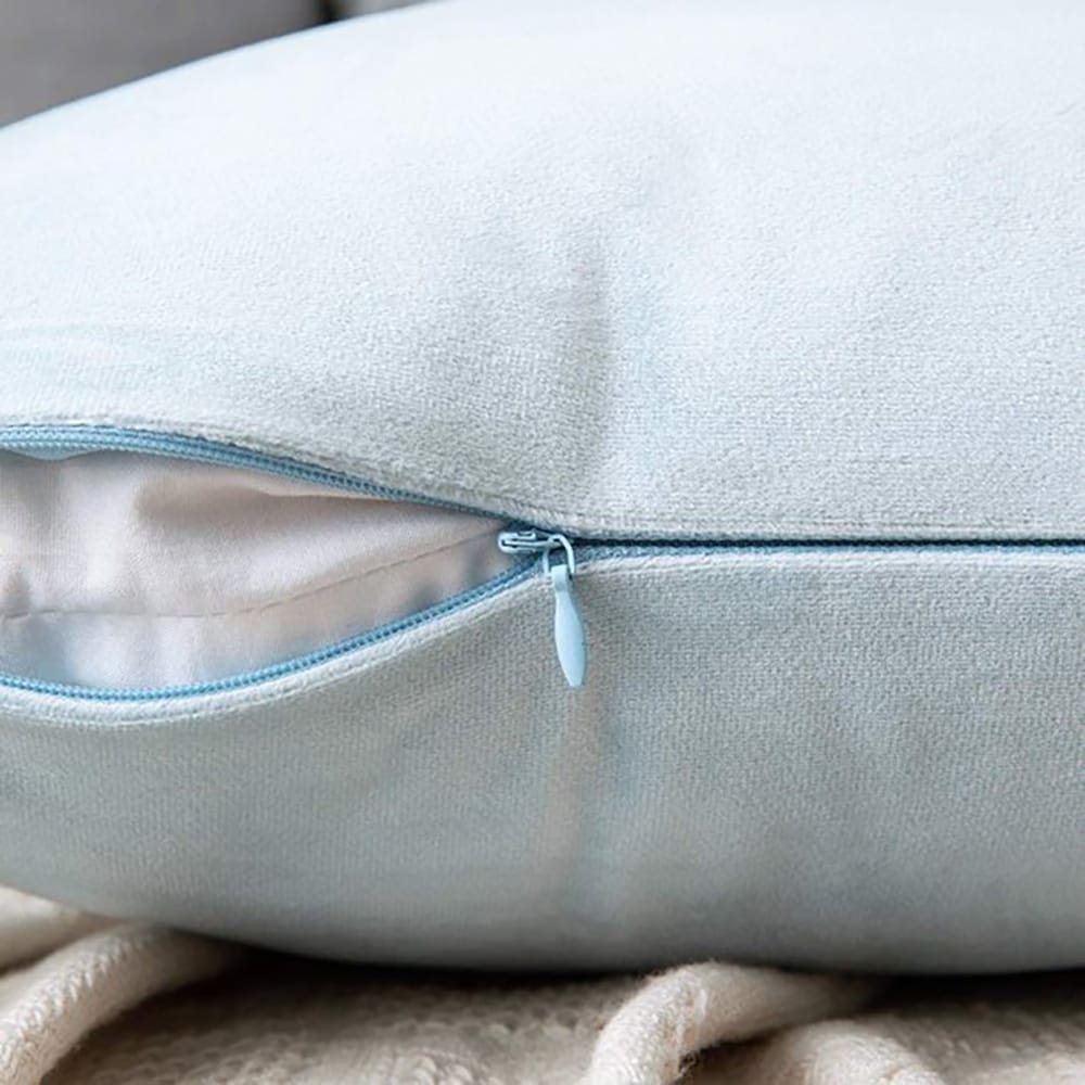 Velvet Cushion Covers for Sofa - Sky Blue-2