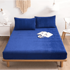 VELVET FITTED BED SHEET – ROYAL BLUE