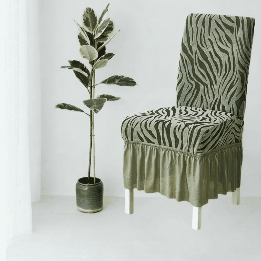 Zebra Chair Cover - Coral Green