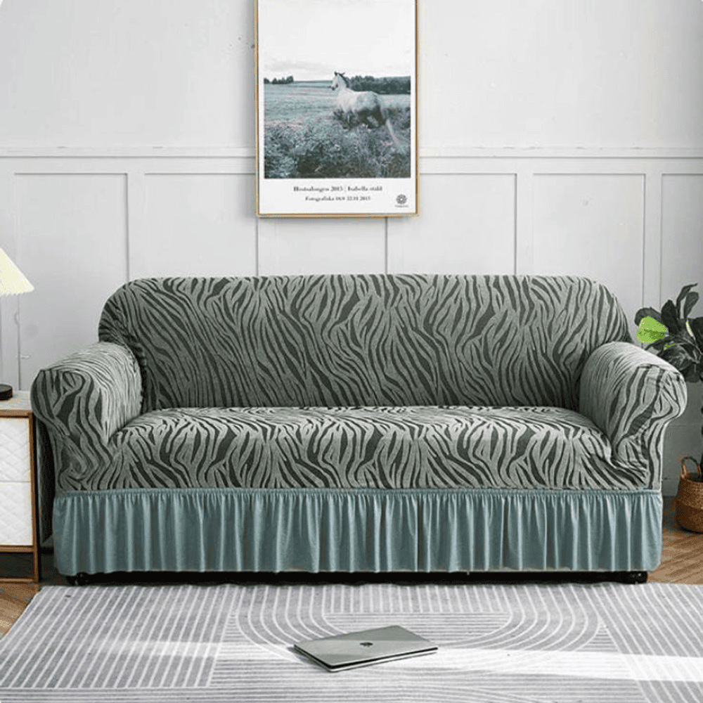 Zebra Sofa Cover - Coral Green