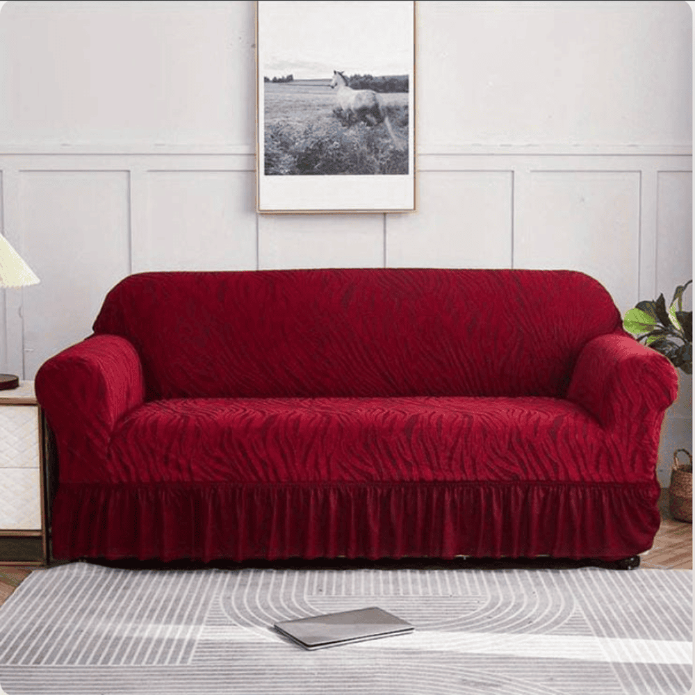 Zebra Sofa Cover - Red